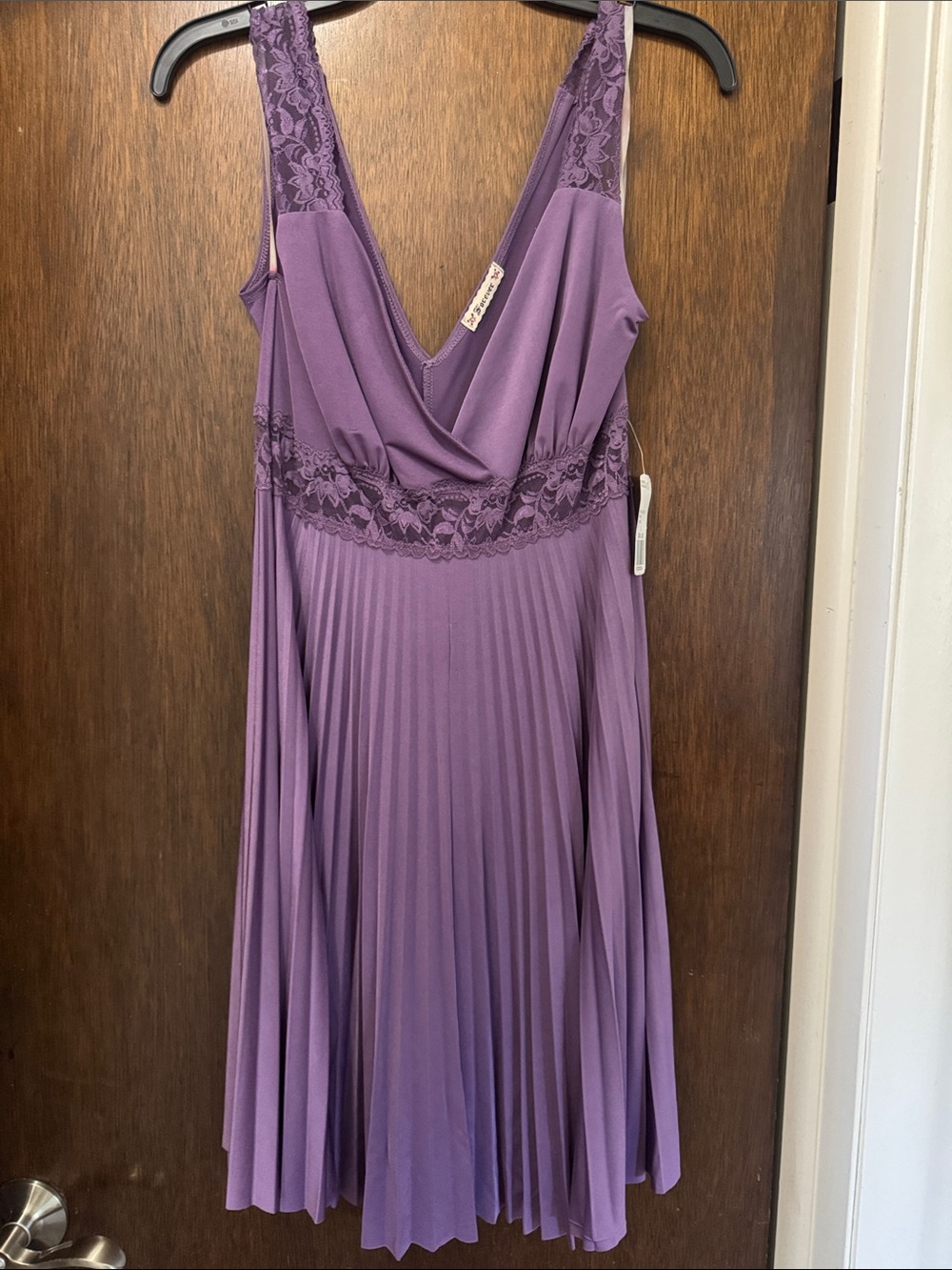 Forever 21 Lavender Lace-Trim Pleated Midi Dress